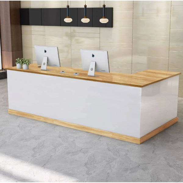 Modern Simple Wood Color Reception Desk - Alpine Office Supply